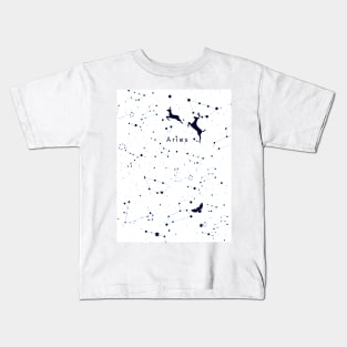 Aries Blue Zodiac Design - Astrology Night Sky Kids T-Shirt